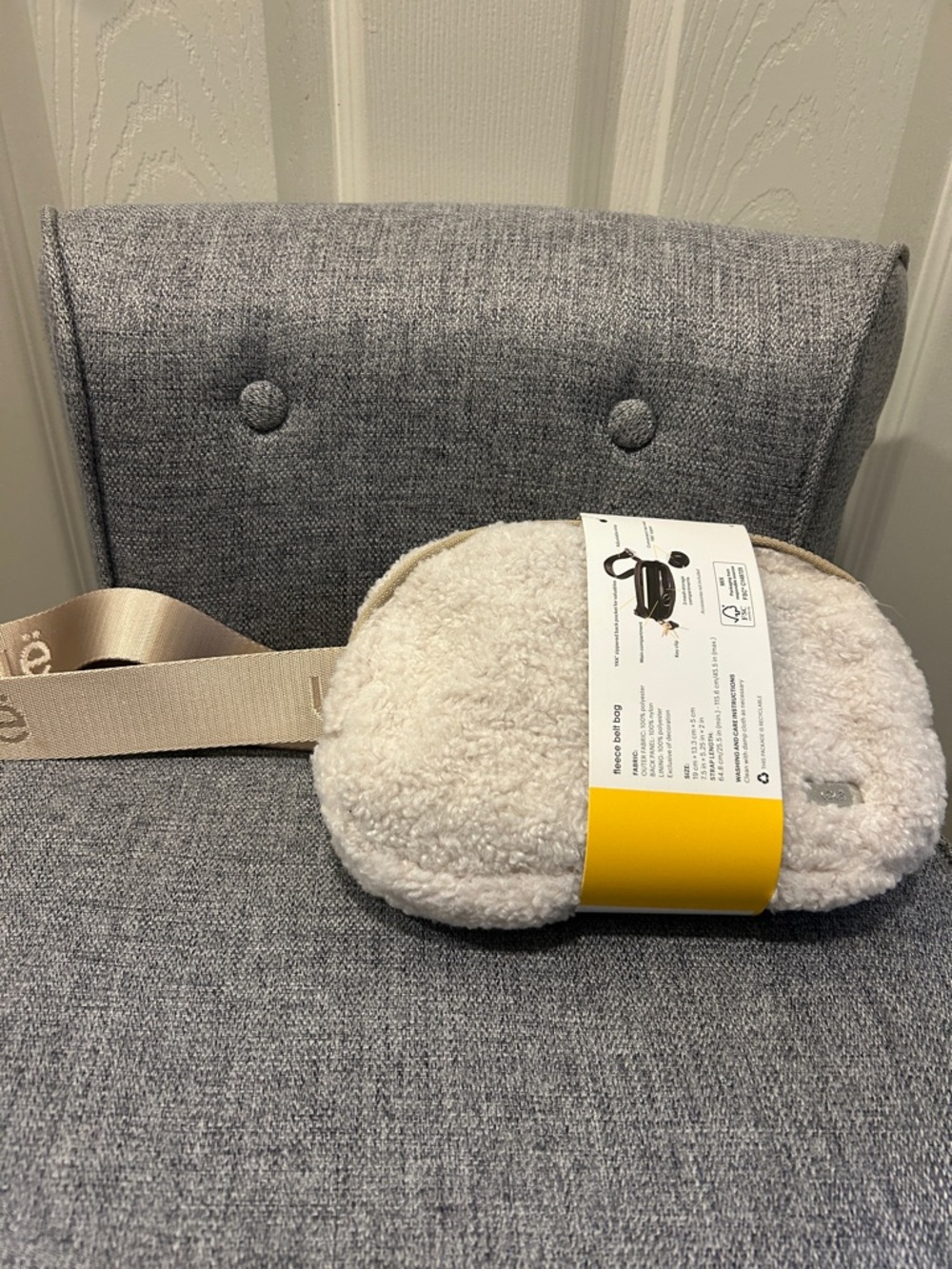 Lole Cream Sherpa Crossbody Bag with Beige Strap